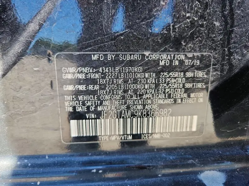 2019 SUBARU CROSSTREK LIMITED  