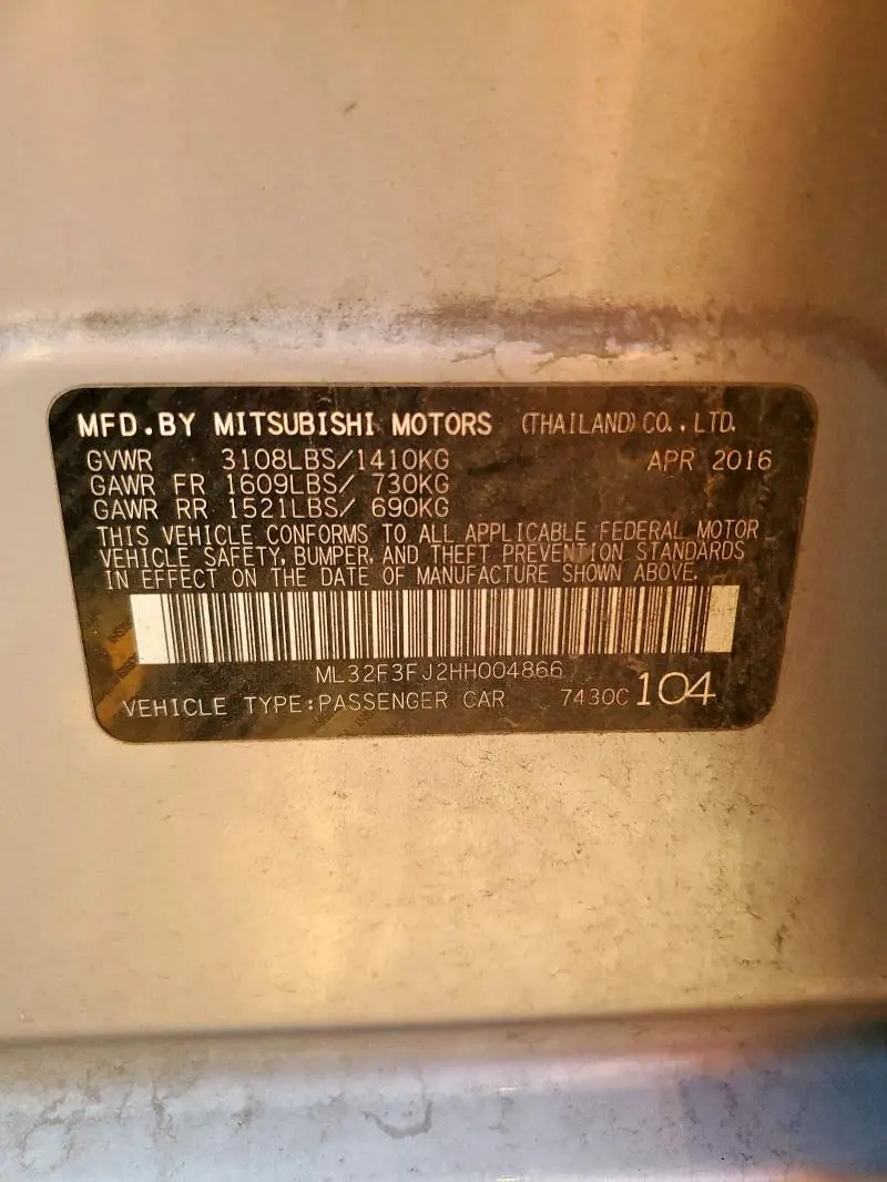 2017 MITSUBISHI MIRAGE G4 ES