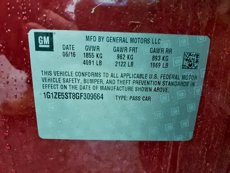 2016 CHEVROLET MALIBU LT  