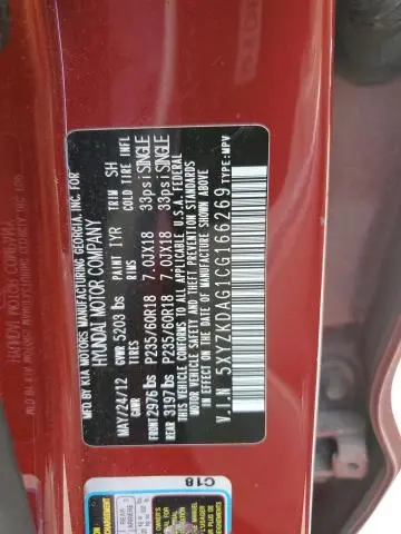 2012 HYUNDAI SANTA FE LIMITED  