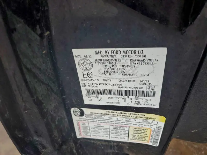 2012 FORD F150 SUPERCREW  