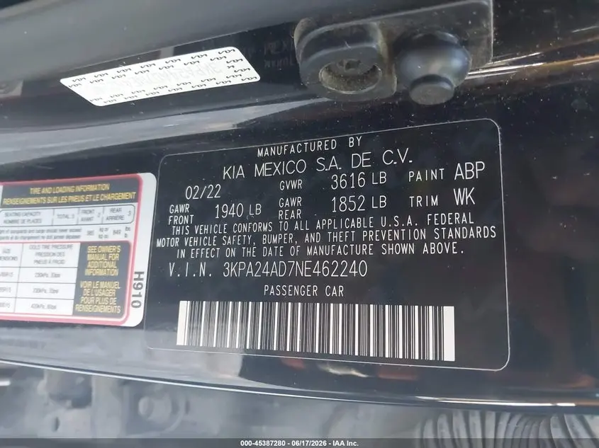 2022 KIA RIO S