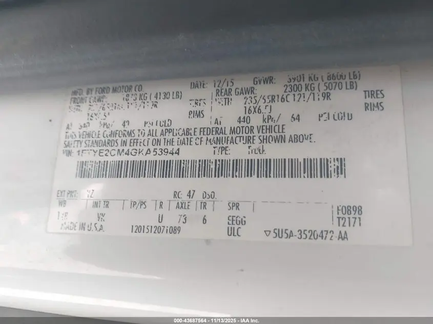 2016 FORD TRANSIT-150  