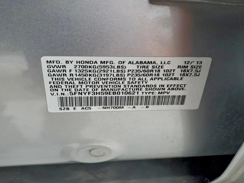 2014 HONDA PILOT EXL  