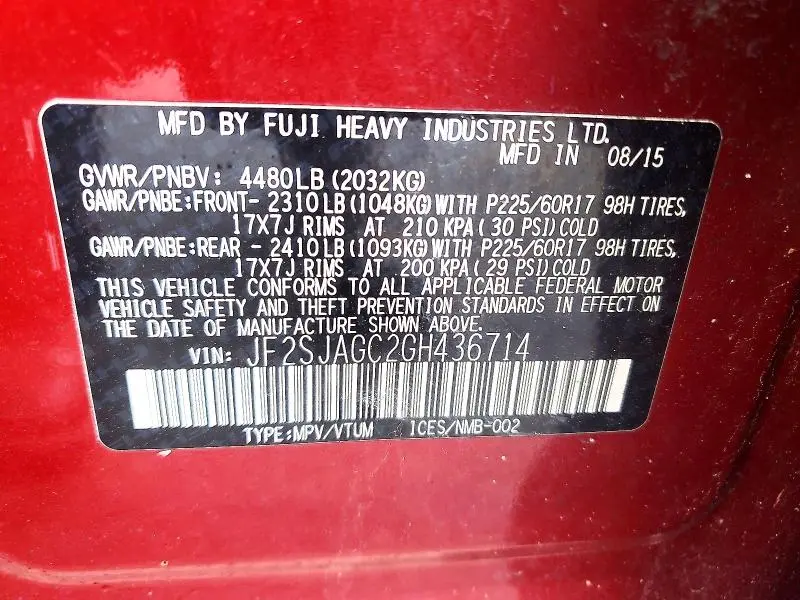 2016 SUBARU FORESTER 2.5I PREMIUM  