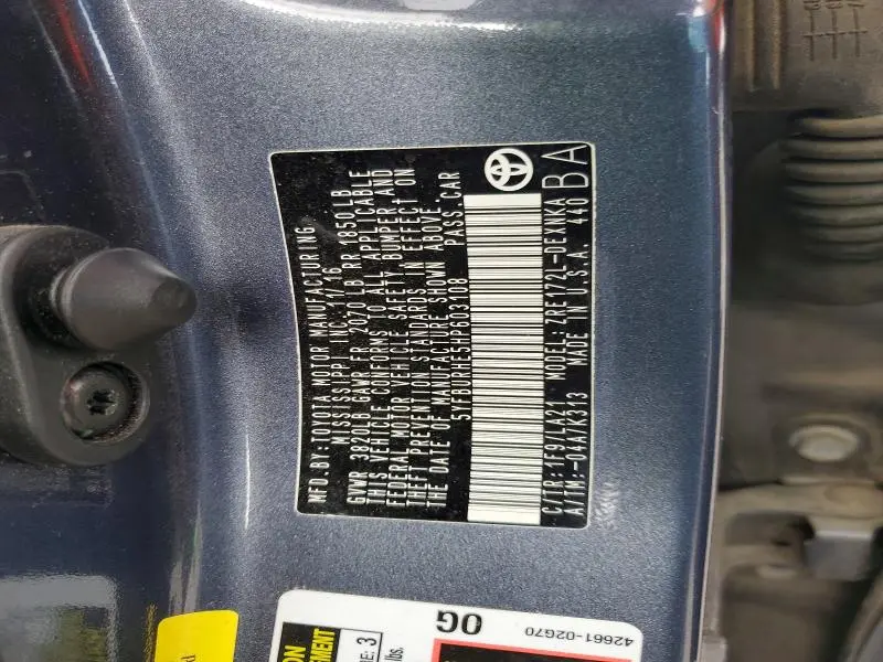 2017 TOYOTA COROLLA L  