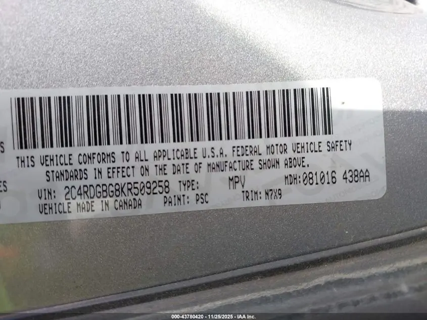 2019 DODGE GRAND CARAVAN SE PLUS