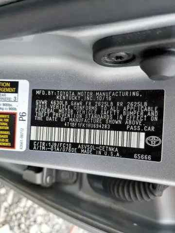 2017 TOYOTA CAMRY LE  