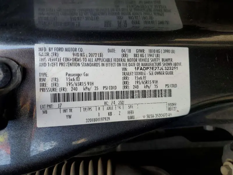 2018 FORD FOCUS S  
