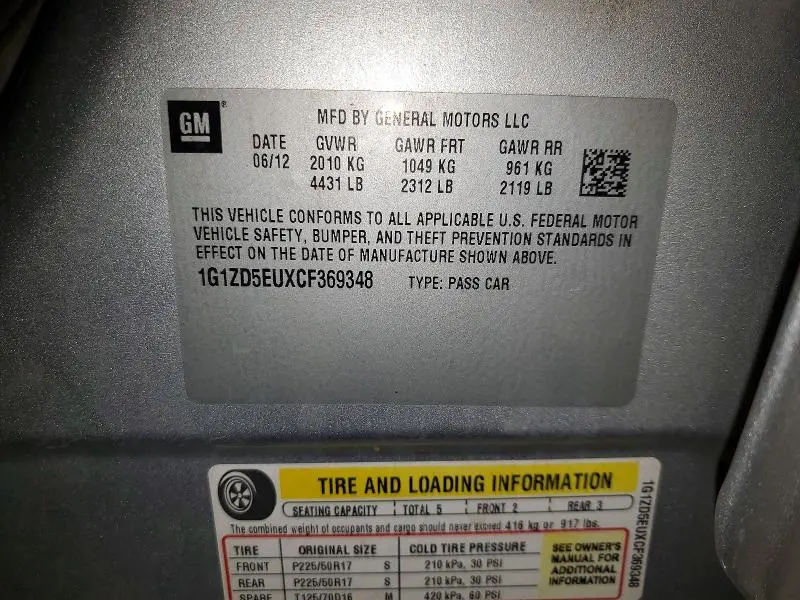 2012 CHEVROLET MALIBU 2LT  