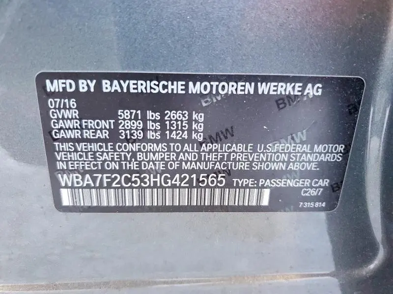2017 BMW 750 XI  