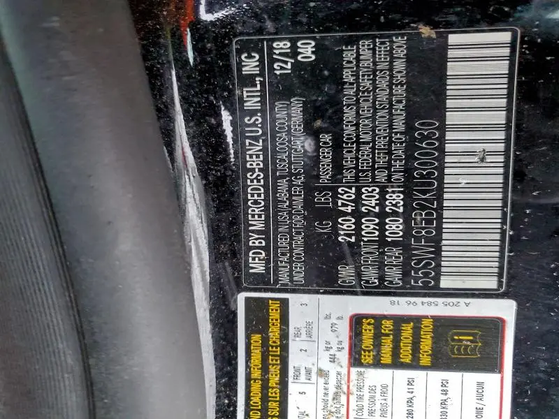 2019 MERCEDES-BENZ C 300 4MATIC  