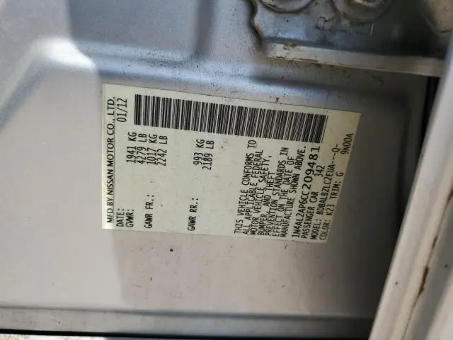 2012 NISSAN ALTIMA BASE  