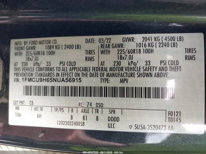 2022 FORD ESCAPE SEL