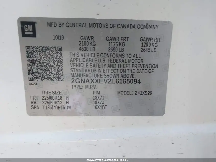 2020 CHEVROLET EQUINOX AWD PREMIER 1.5L TURBO