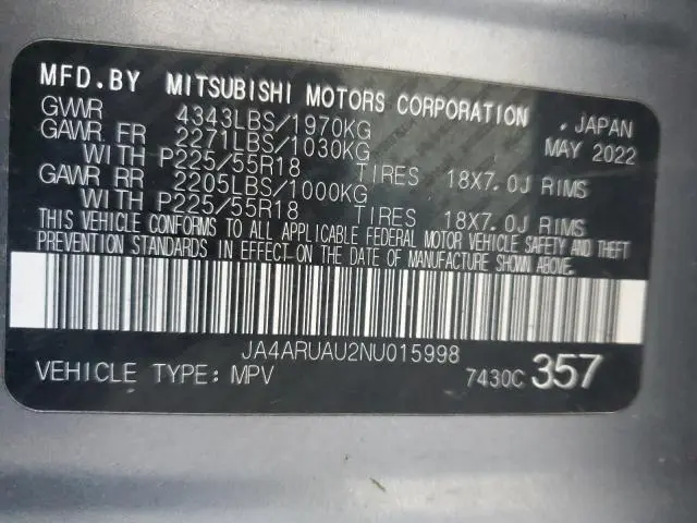 2022 MITSUBISHI OUTLANDER SPORT ES