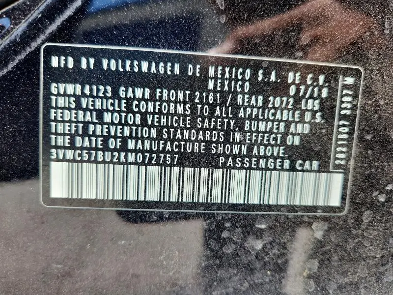 2019 VOLKSWAGEN JETTA S  
