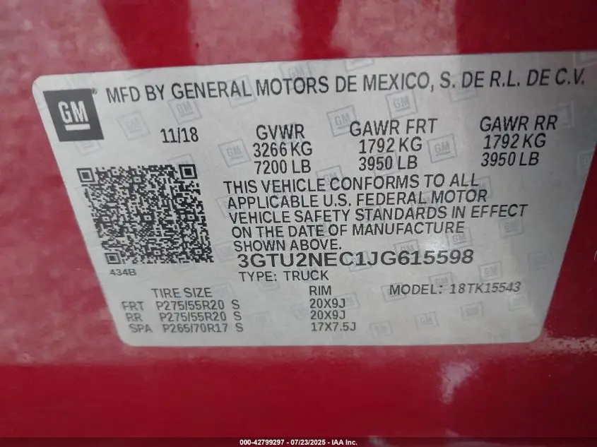 2018 GMC SIERRA 1500 SLT
