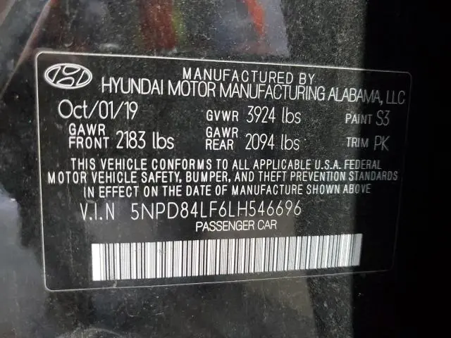 2020 HYUNDAI ELANTRA SEL  