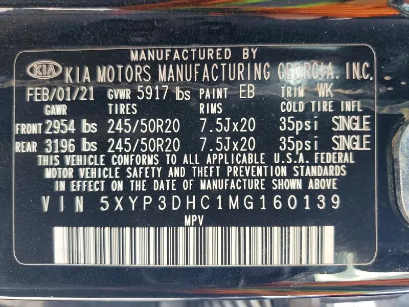 2021 KIA TELLURIDE EX  