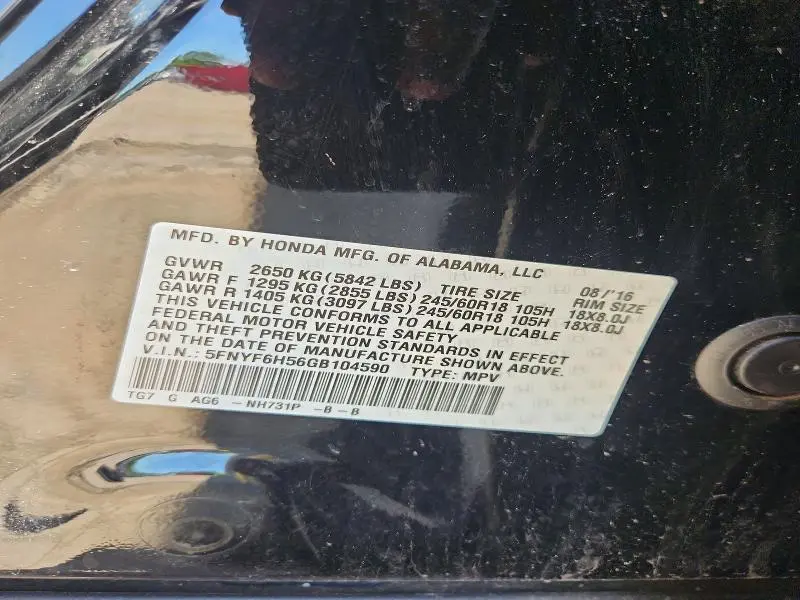 2016 HONDA PILOT EXL  