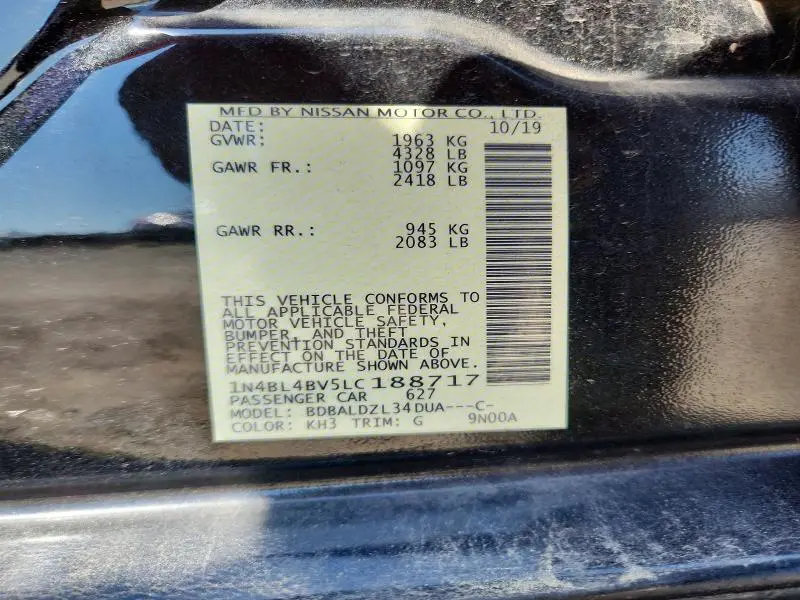 2020 NISSAN ALTIMA S  