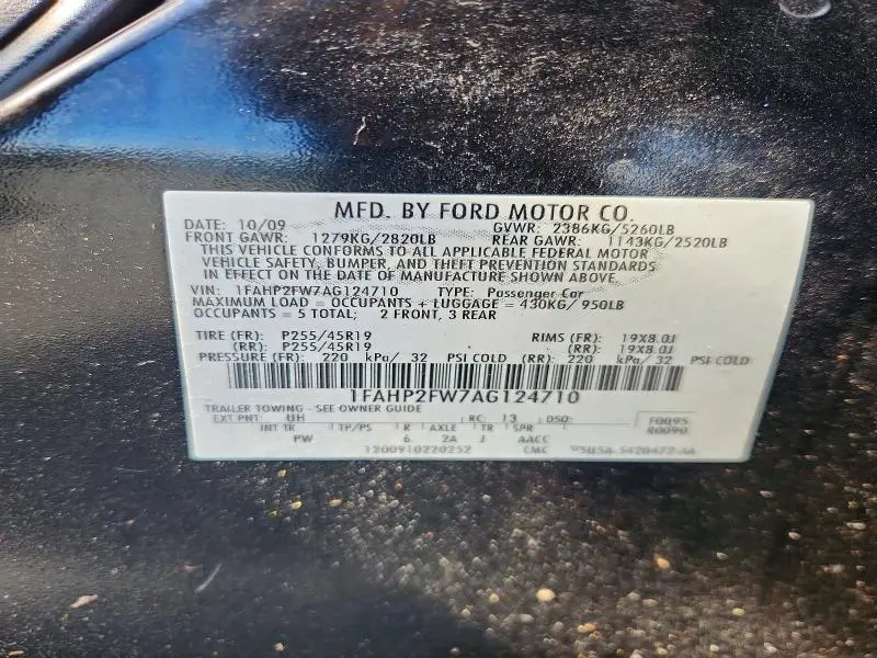 2010 FORD TAURUS LIMITED  