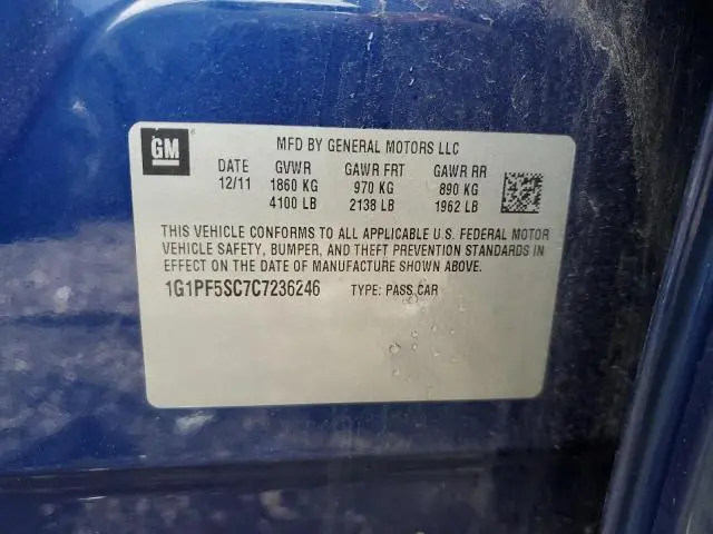 2012 CHEVROLET CRUZE LT