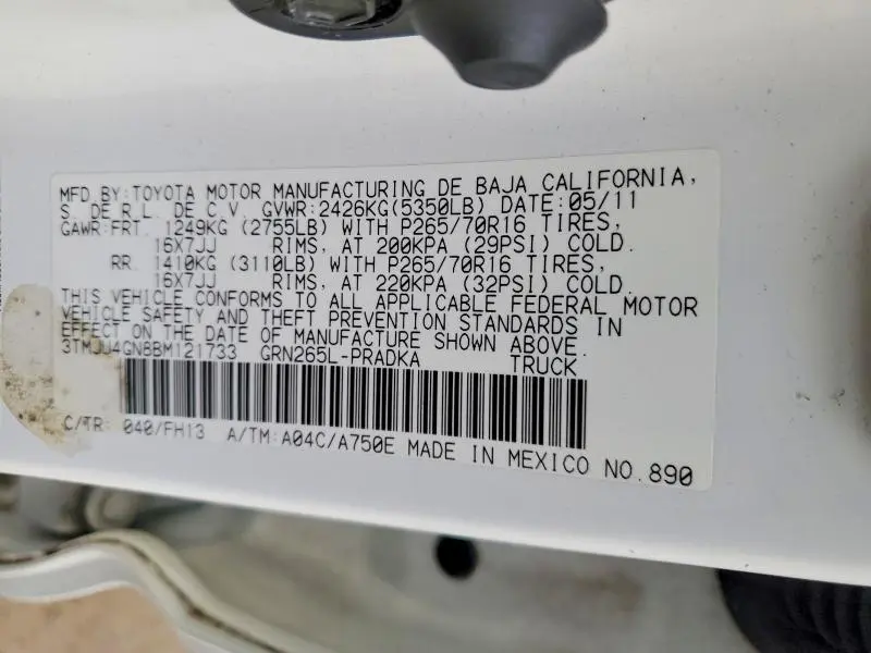 2011 TOYOTA TACOMA PRERUNNER V6  