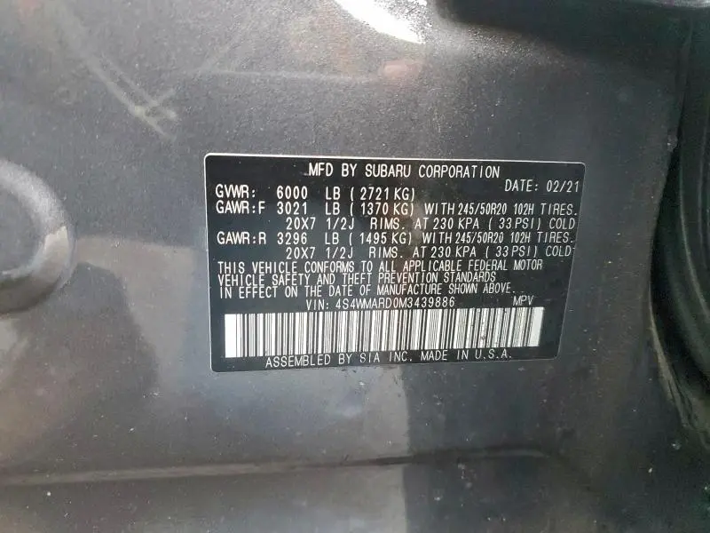 2021 SUBARU ASCENT TOURING  