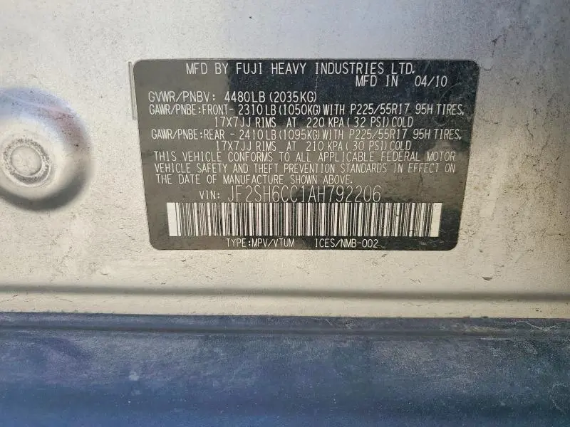 2010 SUBARU FORESTER 2.5X PREMIUM  