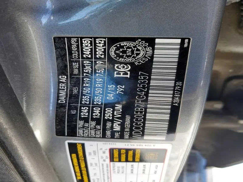 2015 MERCEDES-BENZ GLK 250 BLUETEC  