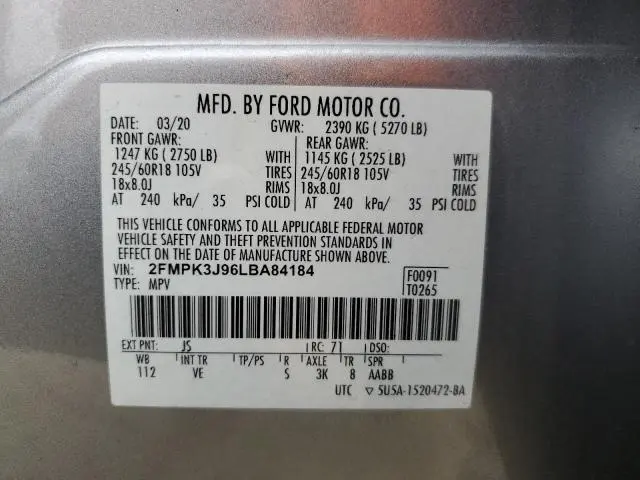 2020 FORD EDGE SEL  