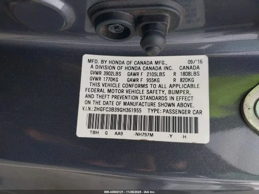 2016 HONDA CIVIC EX-T