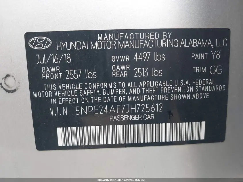 2018 HYUNDAI SONATA SE