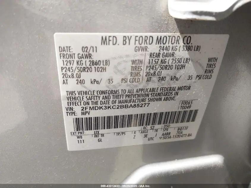 2011 FORD EDGE LIMITED