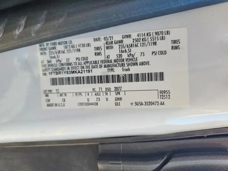 2021 FORD TRANSIT T-250  