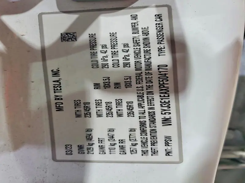 2023 TESLA MODEL 3   