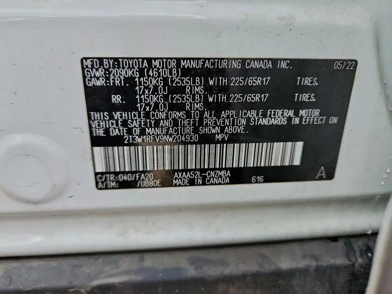 2022 TOYOTA RAV4 XLE  