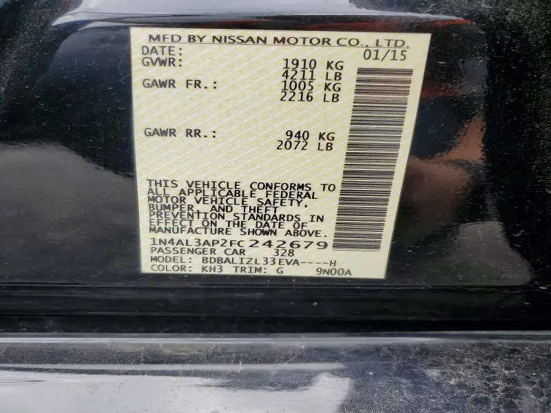 2015 NISSAN ALTIMA 2.5 SV  