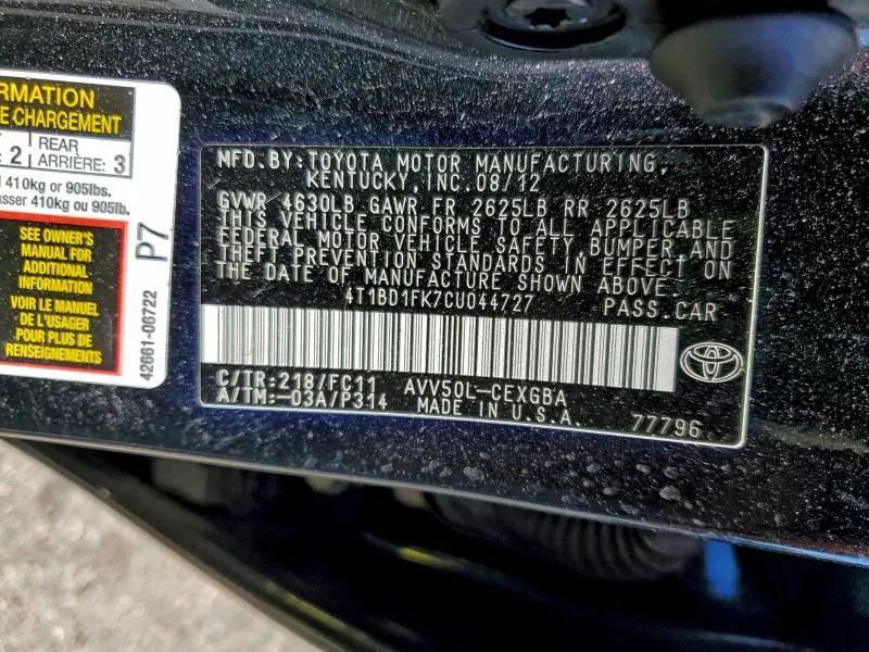 2012 TOYOTA CAMRY HYBRID  