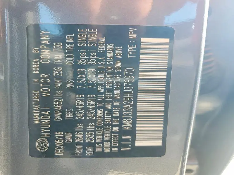 2017 HYUNDAI TUCSON SPORT  