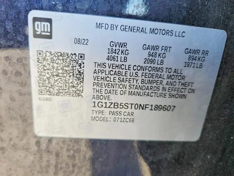 2022 CHEVROLET MALIBU LS  