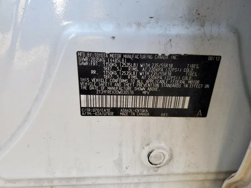 2013 TOYOTA RAV4 LIMITED  