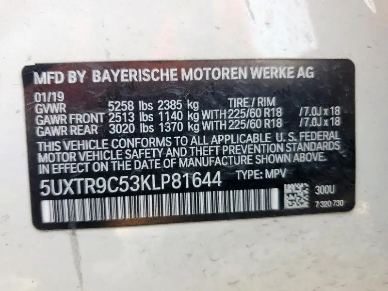 2019 BMW X3 XDRIVE30I  