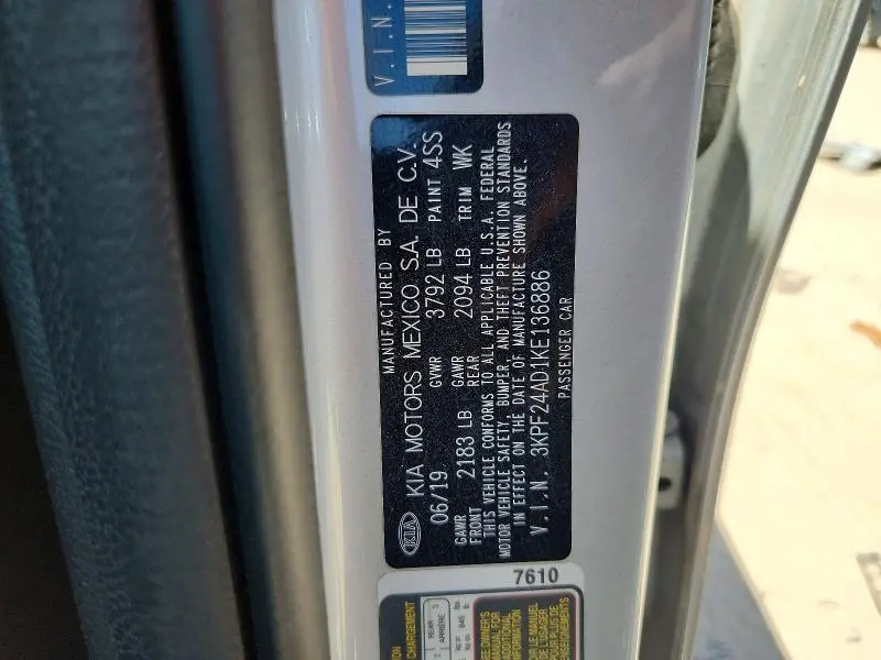 2019 KIA FORTE LXS  