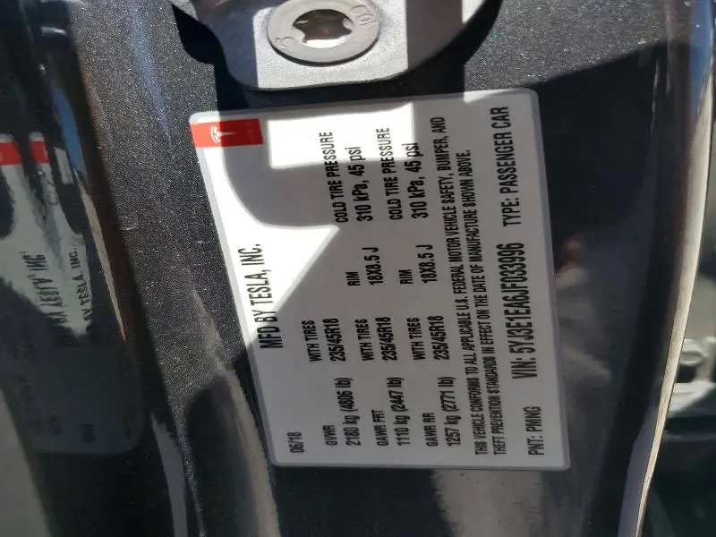 2018 TESLA MODEL 3   