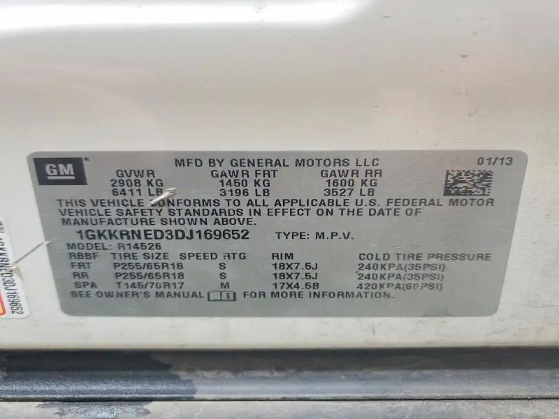 2013 GMC ACADIA SLE  