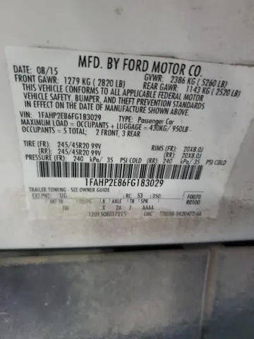 2015 FORD TAURUS SEL  