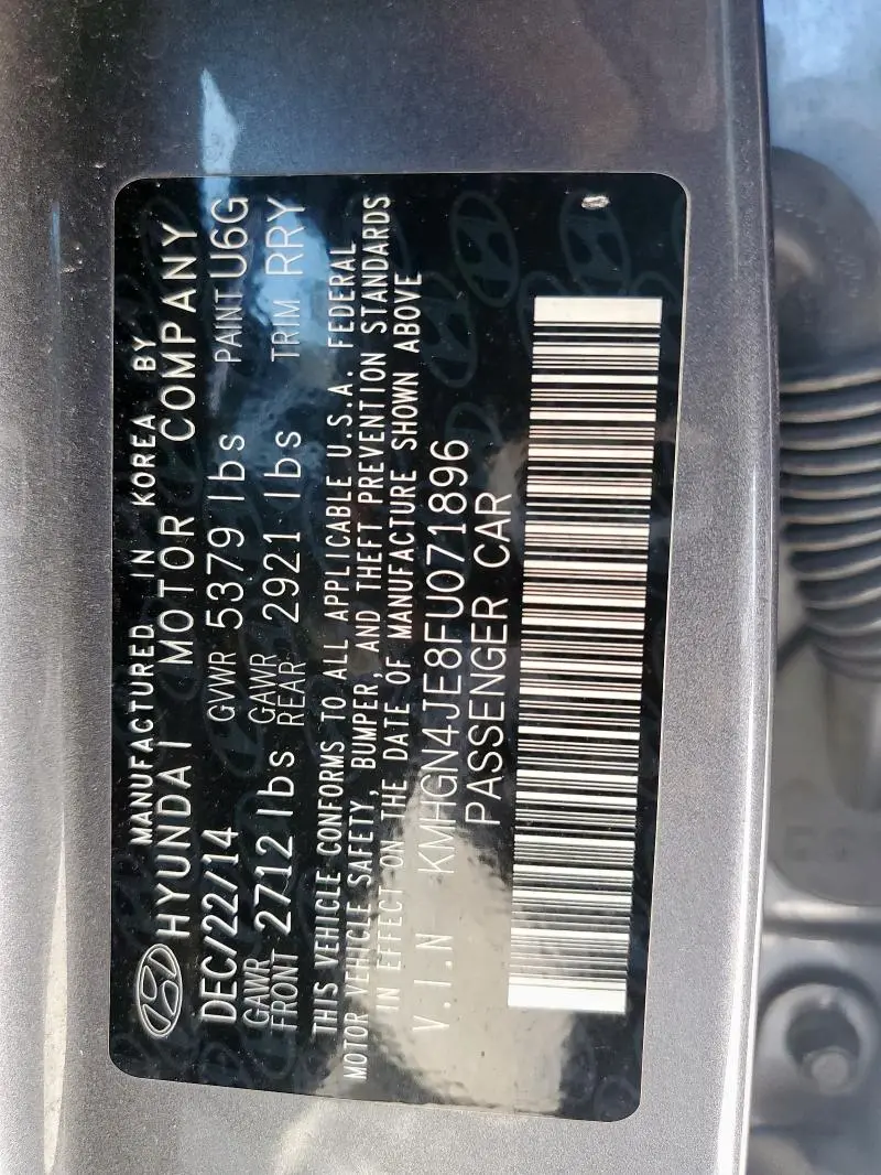 2015 HYUNDAI GENESIS 3.8L  